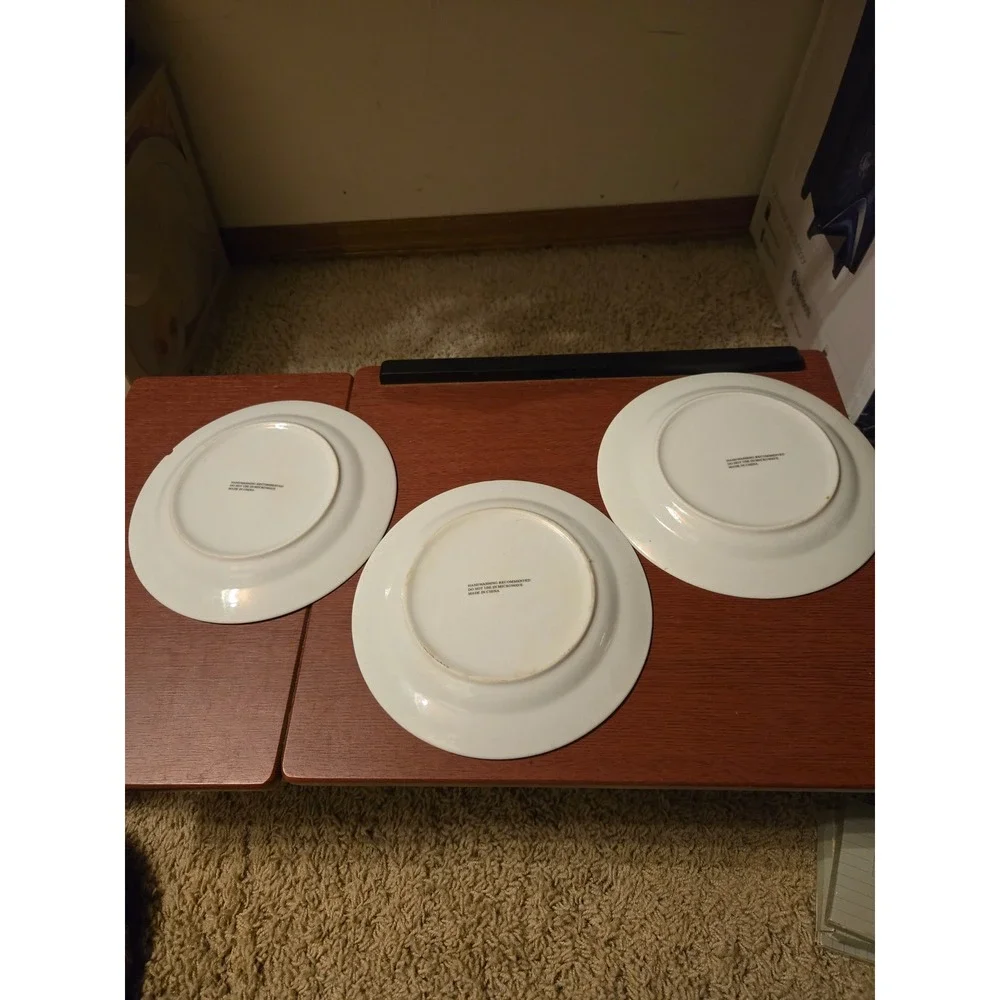 Set of 3 Vintage Style Apple Harvest Decorative Ceramic Plates Farmhouse Decor